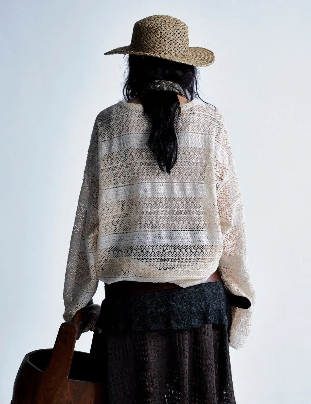 Fullneat Vintage Graphic Sheer Double Layered Pullover 