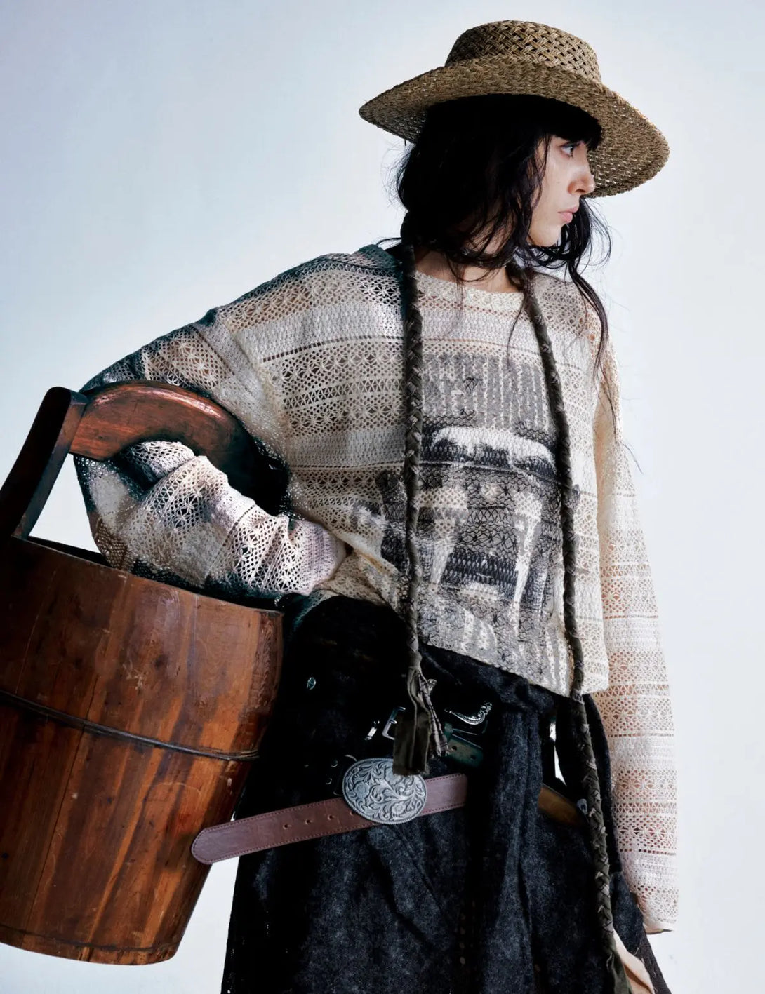 Fullneat Vintage Graphic Sheer Double Layered Pullover 