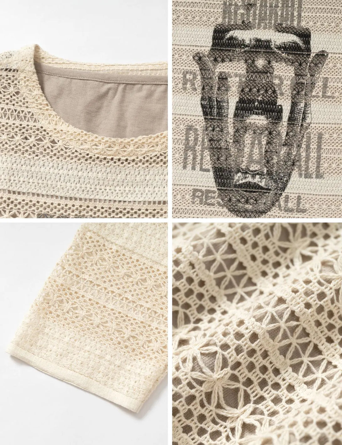 Fullneat Vintage Graphic Sheer Double Layered Pullover 