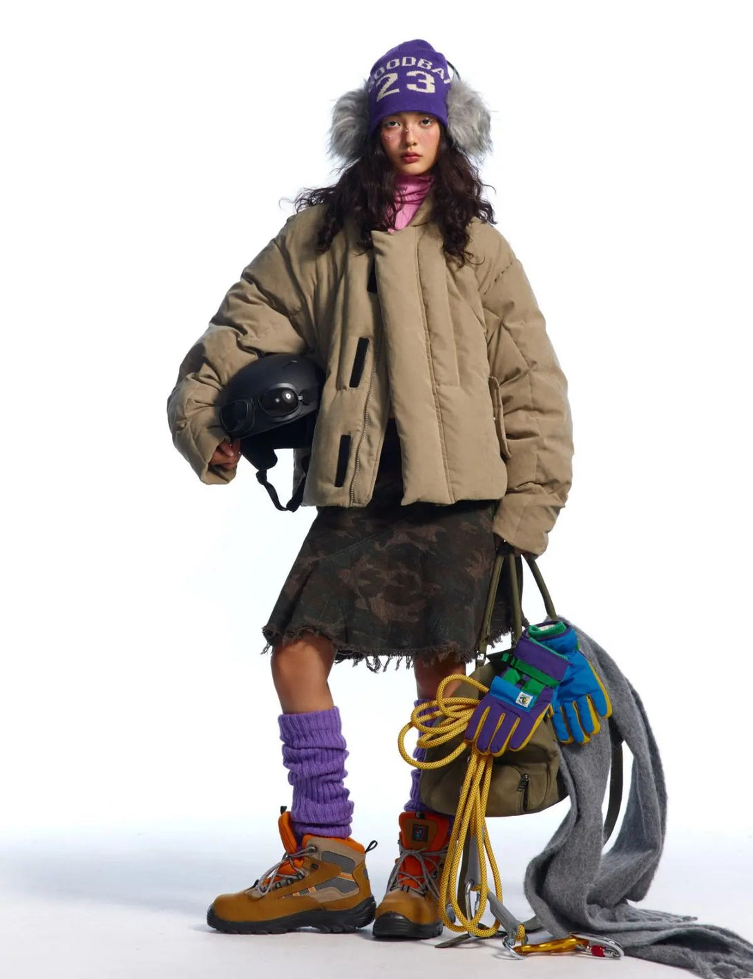 Fullneat Vintage High Collar Streetwear Puffer Jacket 