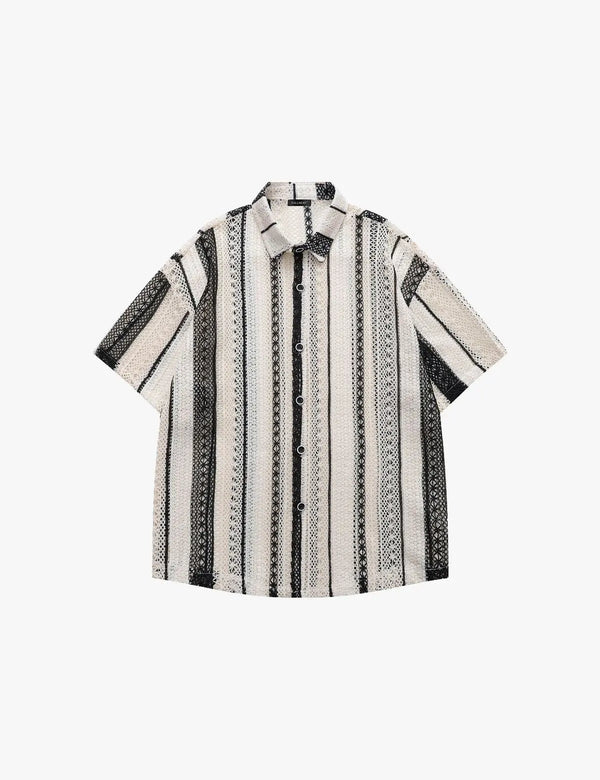 Fullneat Vintage Hollow Textured Knit Shirt - Front