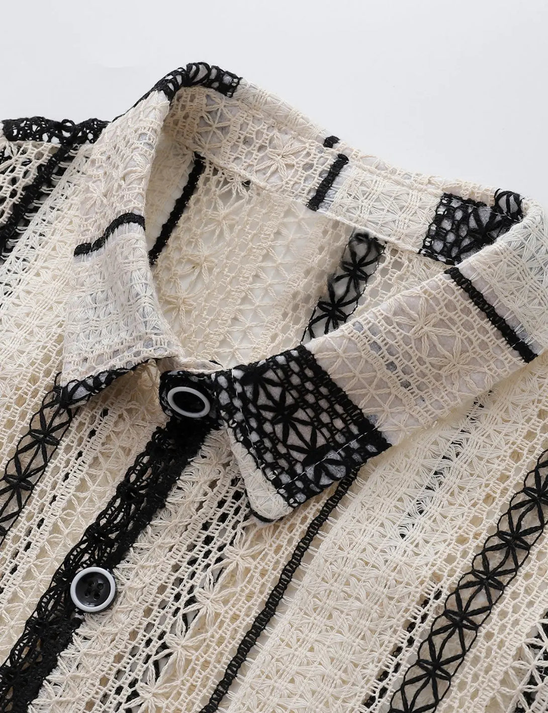Fullneat Vintage Hollow Textured Knit Shirt - Details