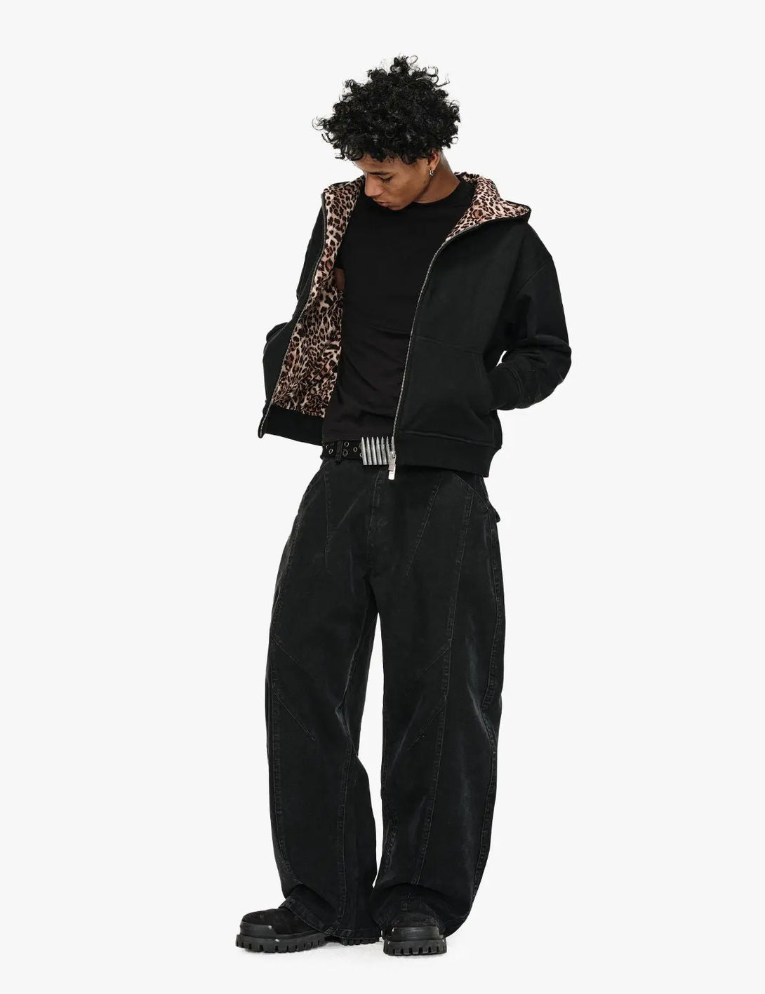 Fullneat Vintage Leopard Reversible Zip Up Hoodie 
