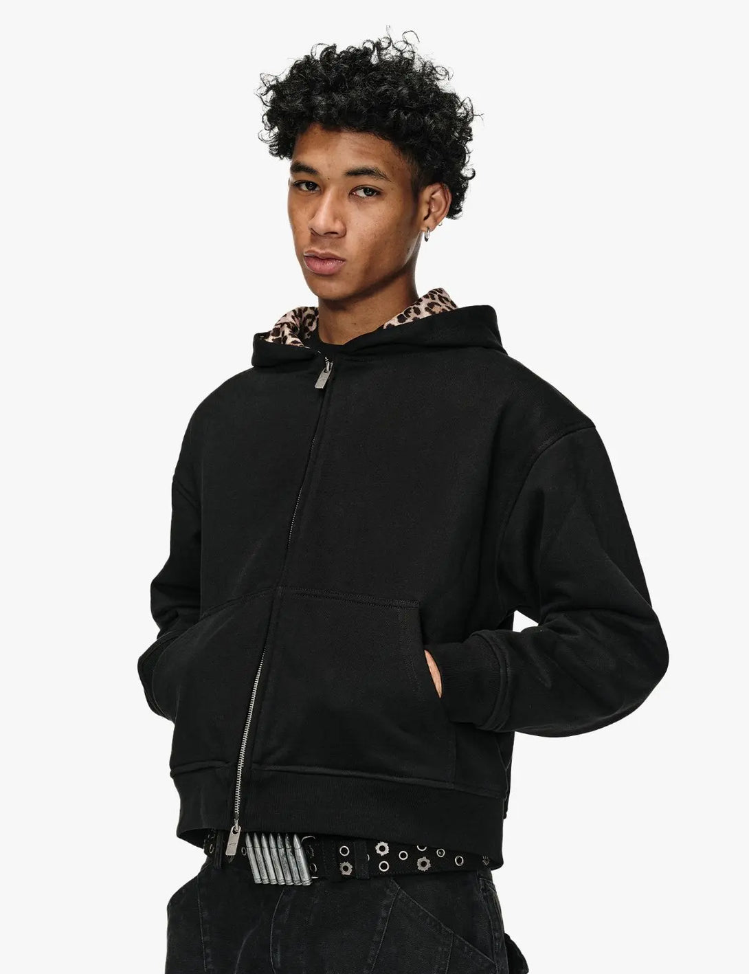 Fullneat Vintage Leopard Reversible Zip Up Hoodie 