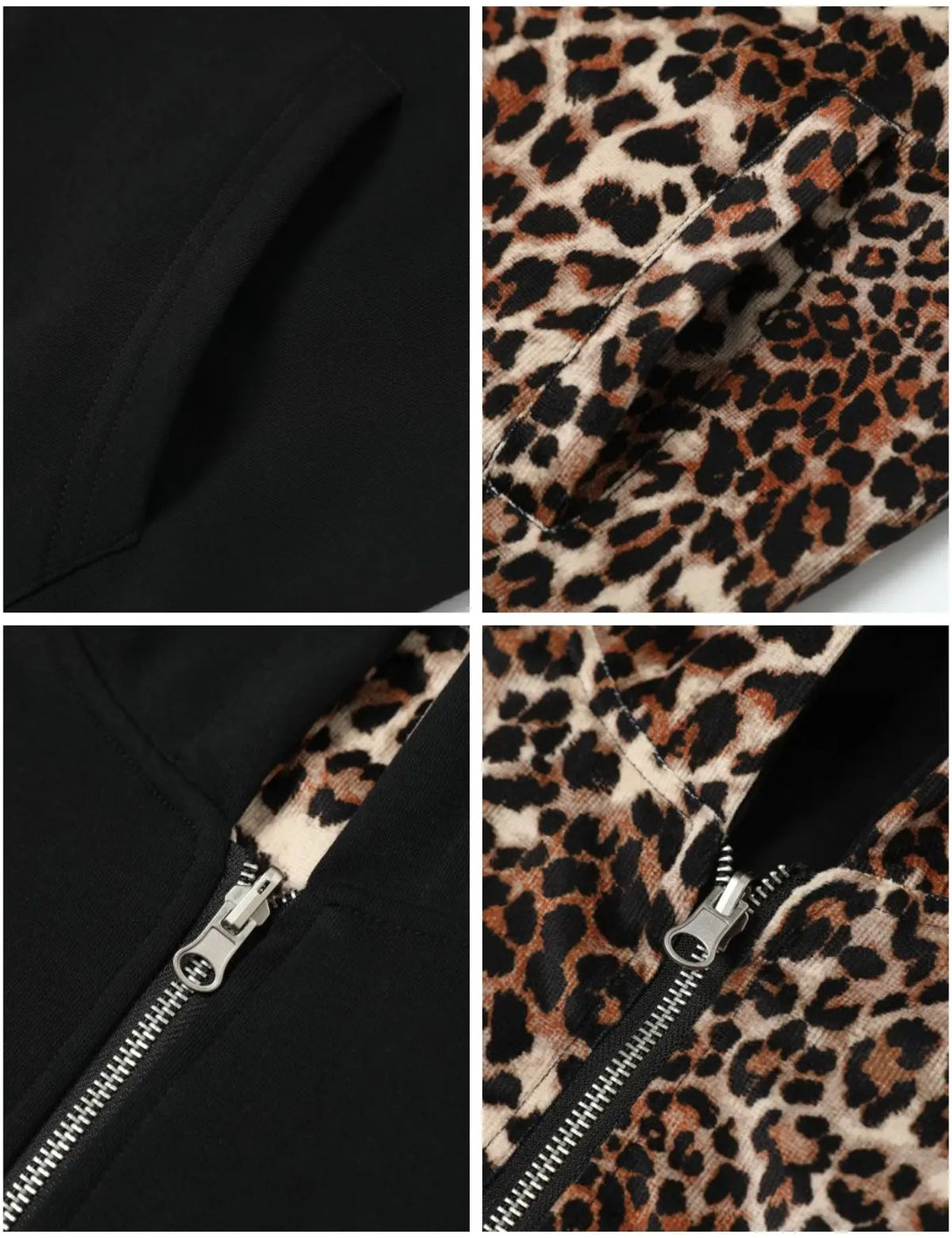 Fullneat Vintage Leopard Reversible Zip Up Hoodie 