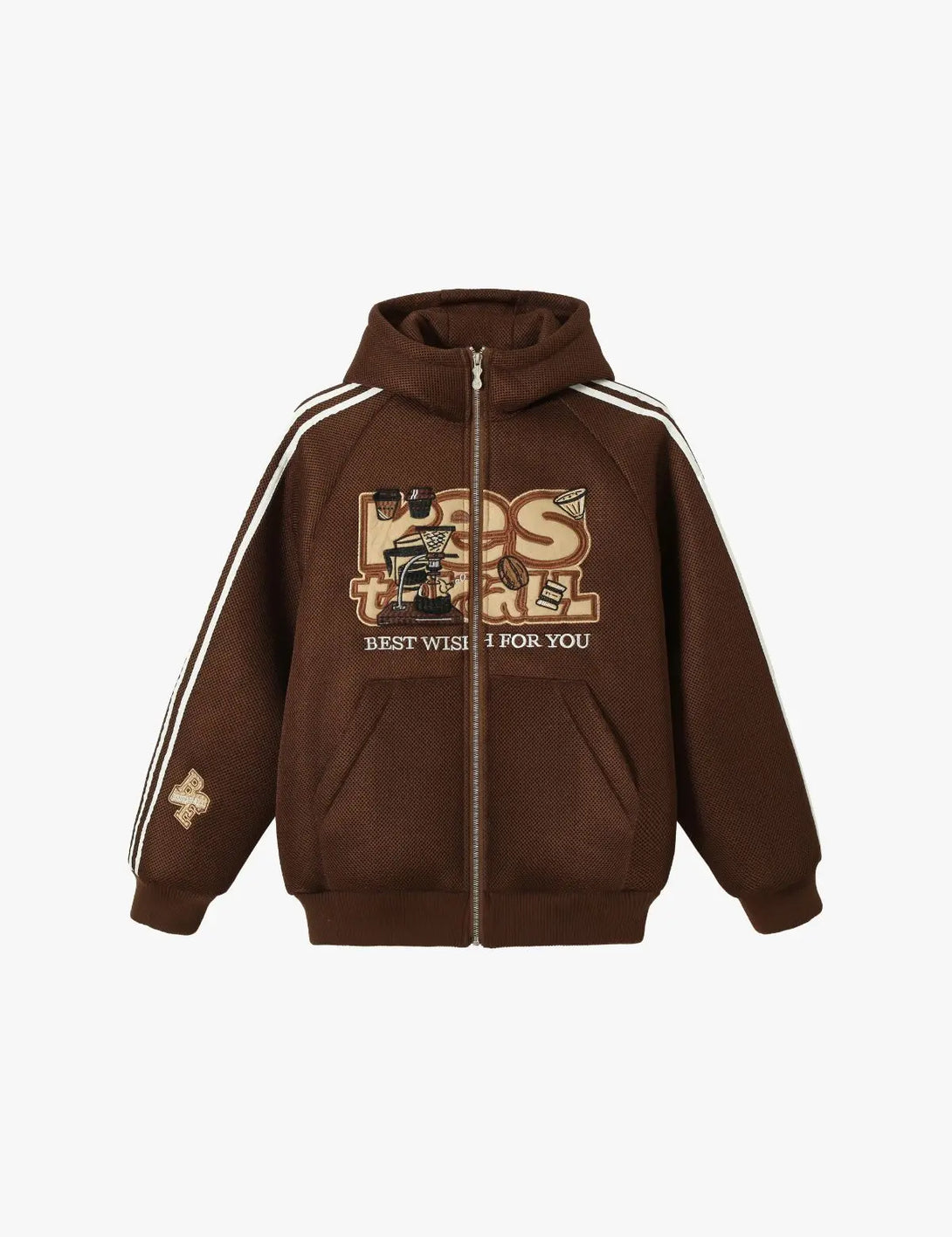 Fullneat Vintage Letter Graphic Zip Up Hoodie 