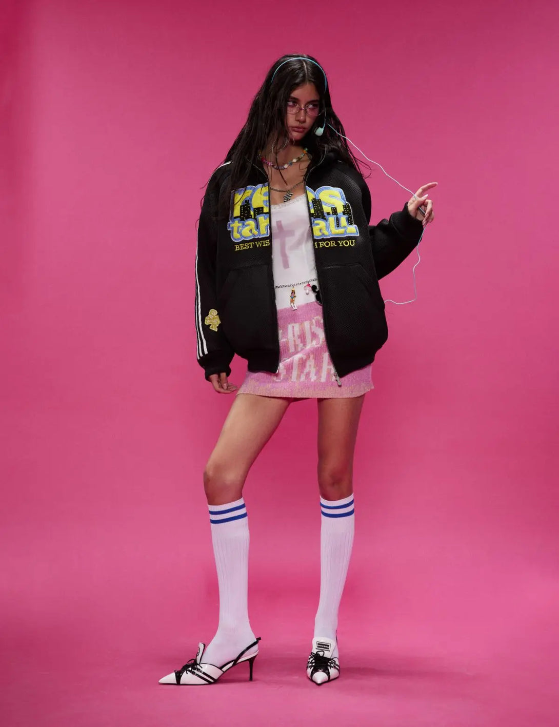 Fullneat Vintage Letter Graphic Zip Up Hoodie 