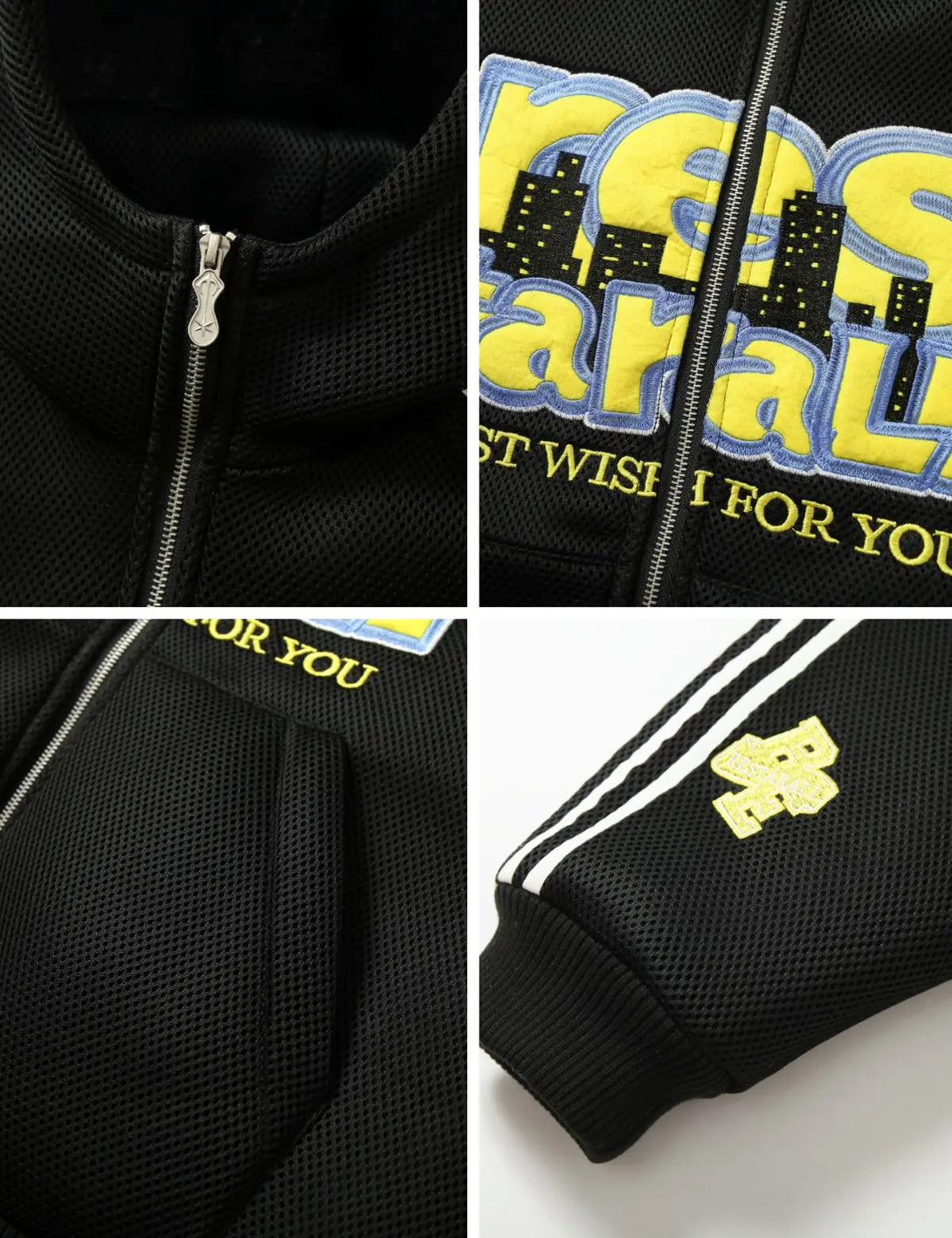 Fullneat Vintage Letter Graphic Zip Up Hoodie 