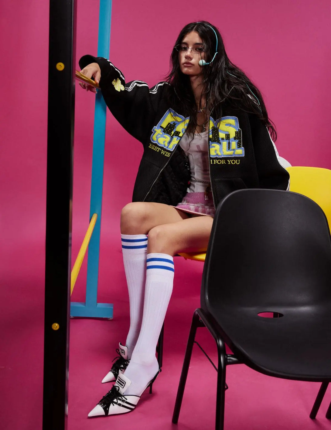 Fullneat Vintage Letter Graphic Zip Up Hoodie 