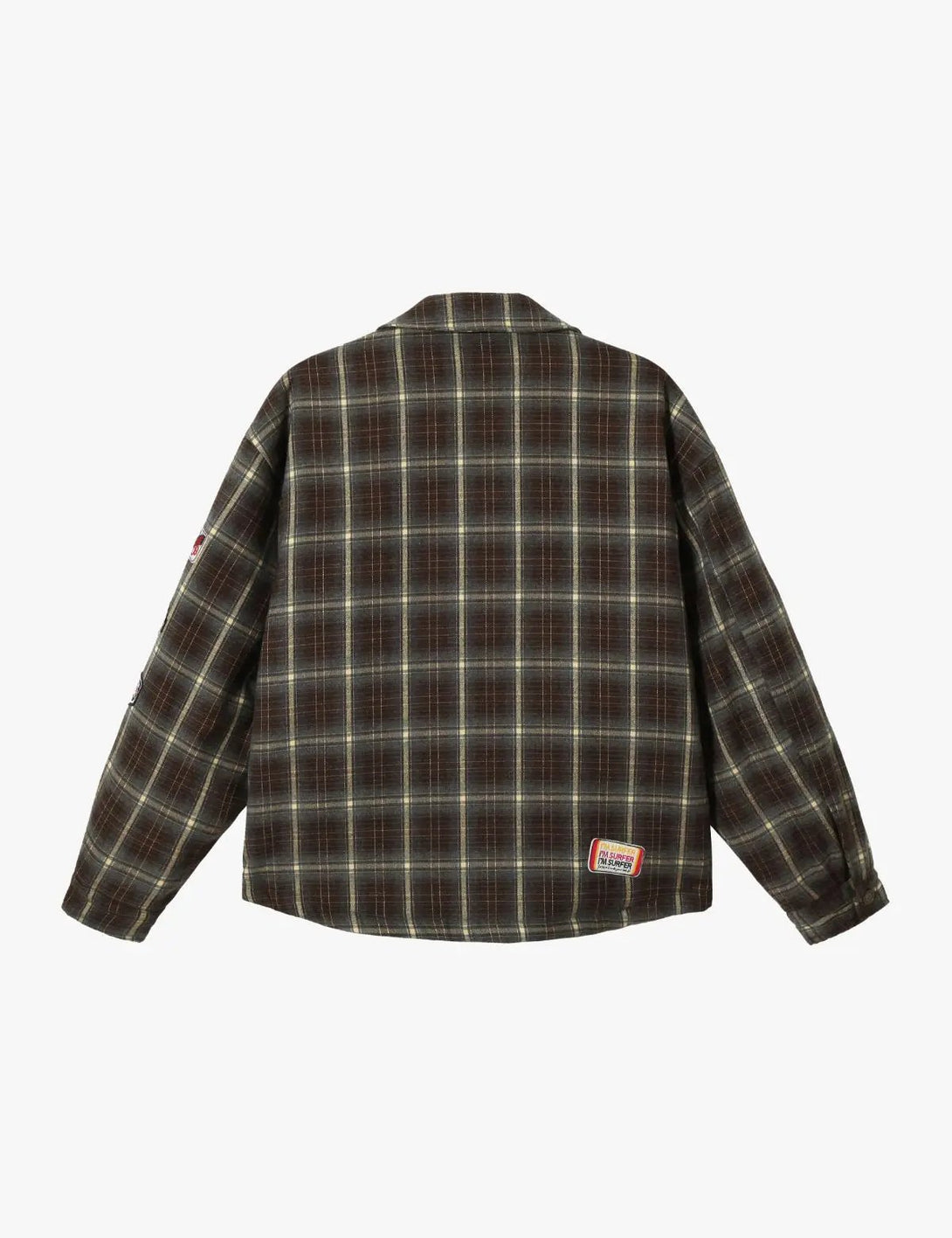 Fullneat Vintage Patchwork Badge Plaid Shirt 