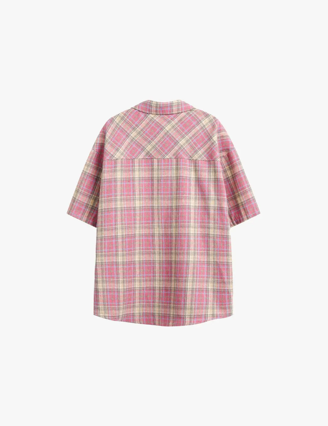 Fullneat Vintage Pink Pocket Plaid Shirt - Back