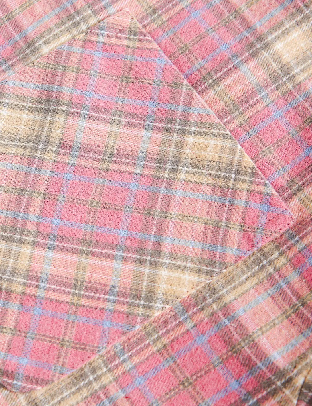 Fullneat Vintage Pink Pocket Plaid Shirt - Details