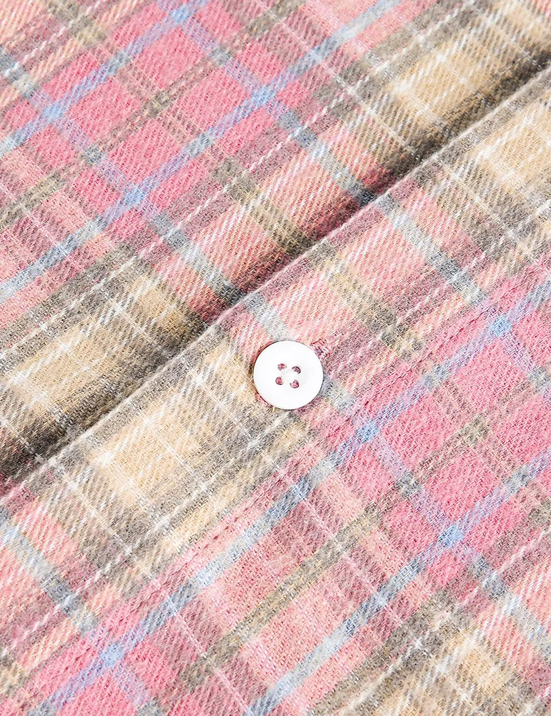 Fullneat Vintage Pink Pocket Plaid Shirt - Details