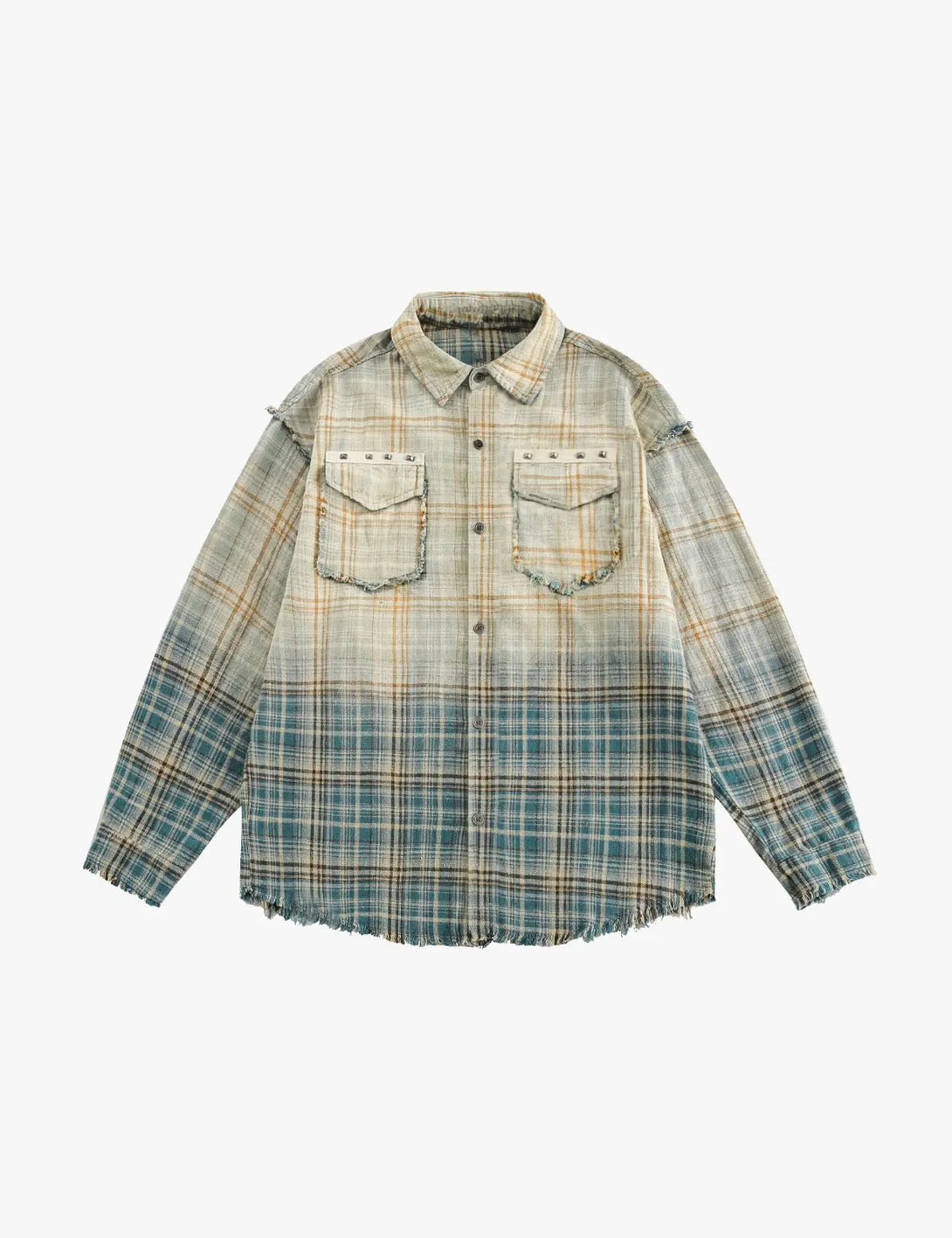 Fullneat Vintage Plaid Gradient Flannel Shirt