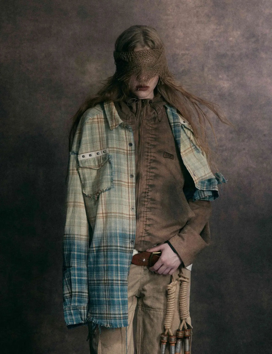 Fullneat Vintage Plaid Gradient Flannel Shirt