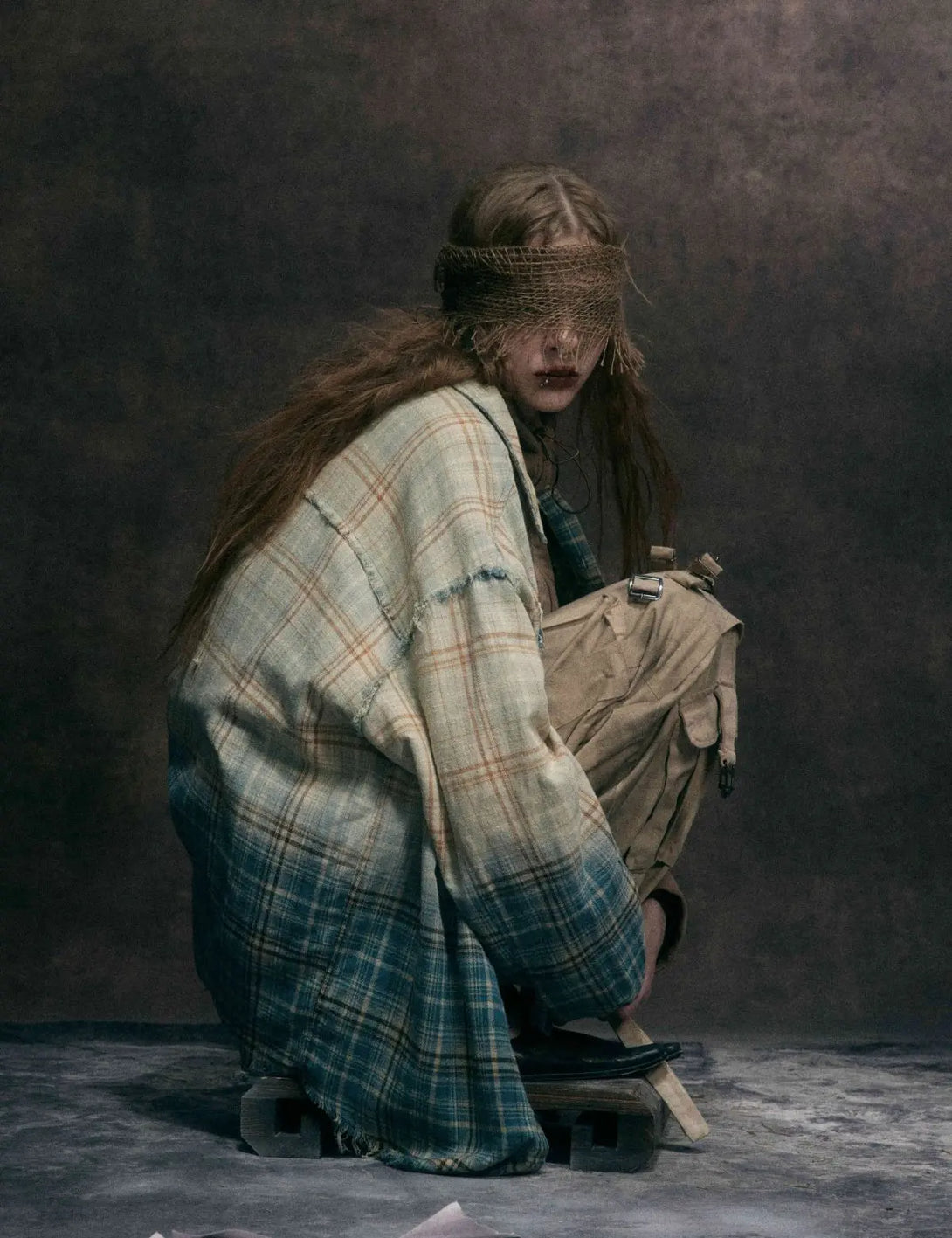 Fullneat Vintage Plaid Gradient Flannel Shirt