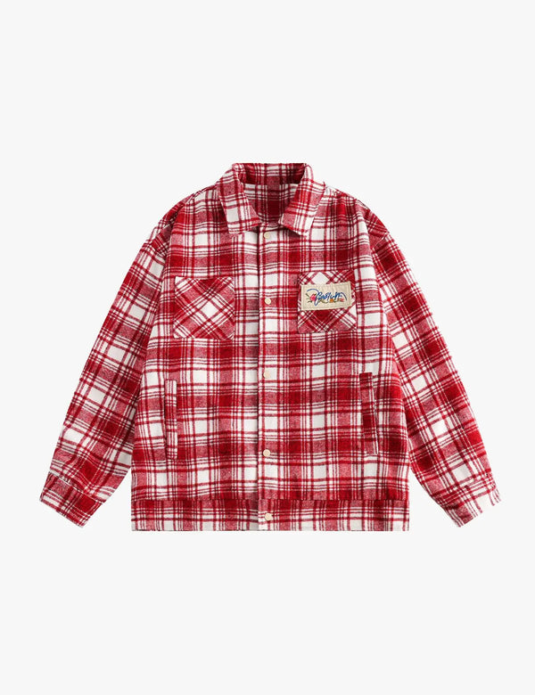 Fullneat Vintage Red Plaid Flannel Jacket 