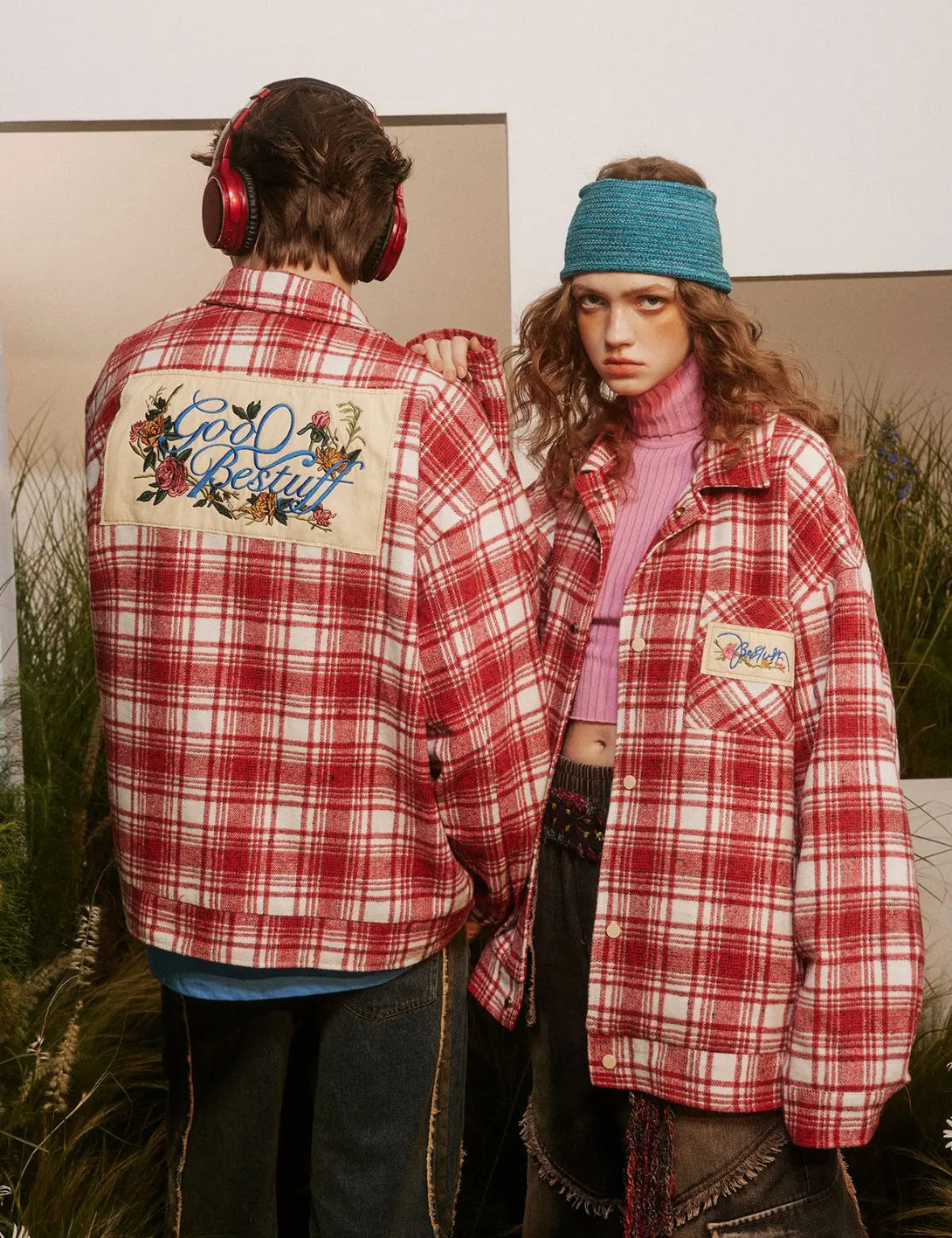 Fullneat Vintage Red Plaid Flannel Jacket 