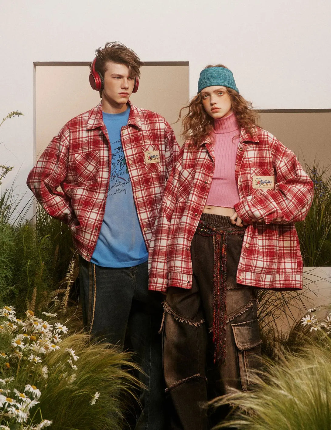 Fullneat Vintage Red Plaid Flannel Jacket 