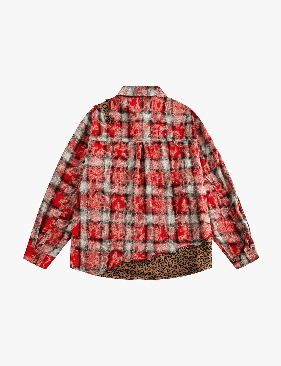 Fullneat Vintage Red Plaid Patchwork Shirt