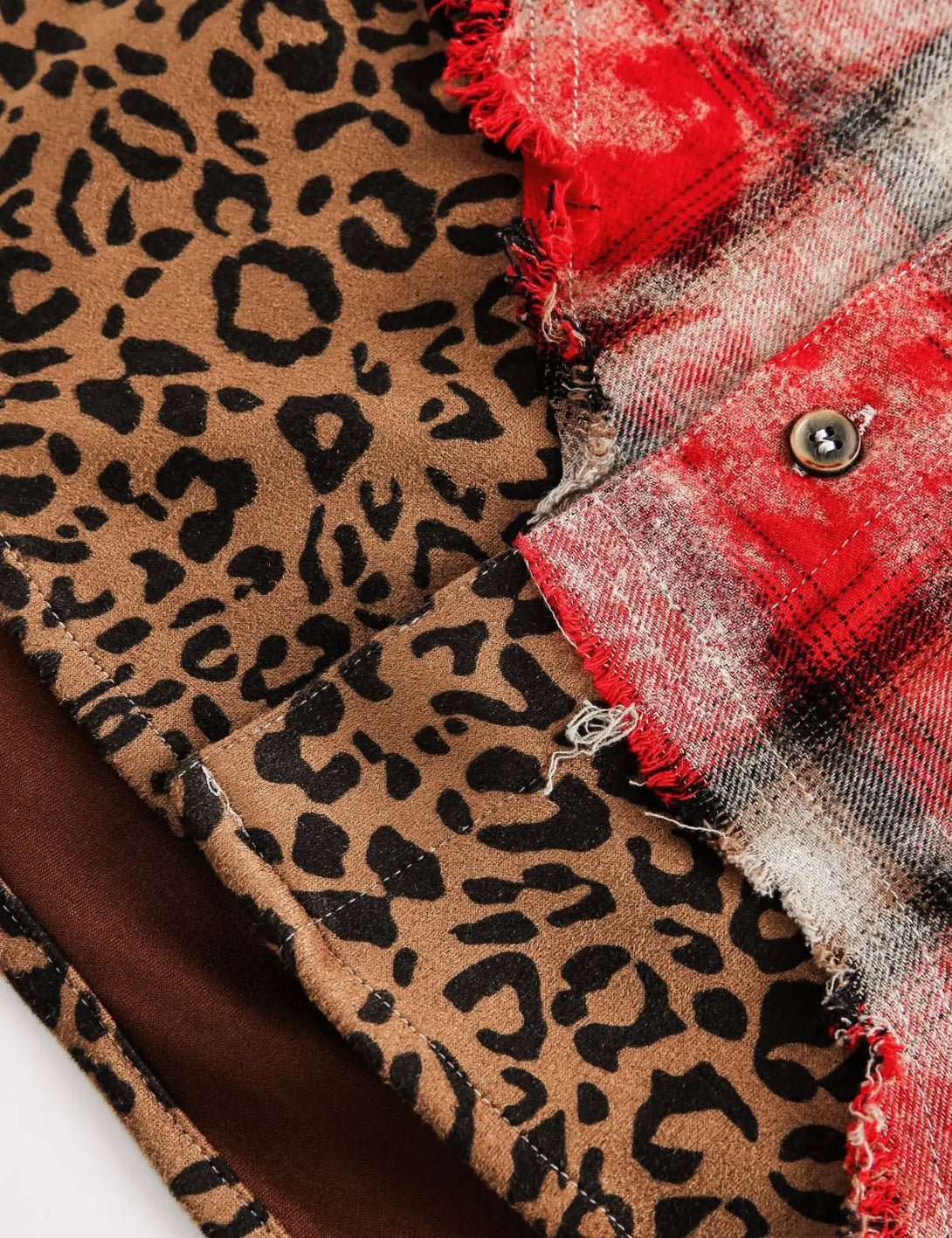 Fullneat Vintage Red Plaid Patchwork Shirt