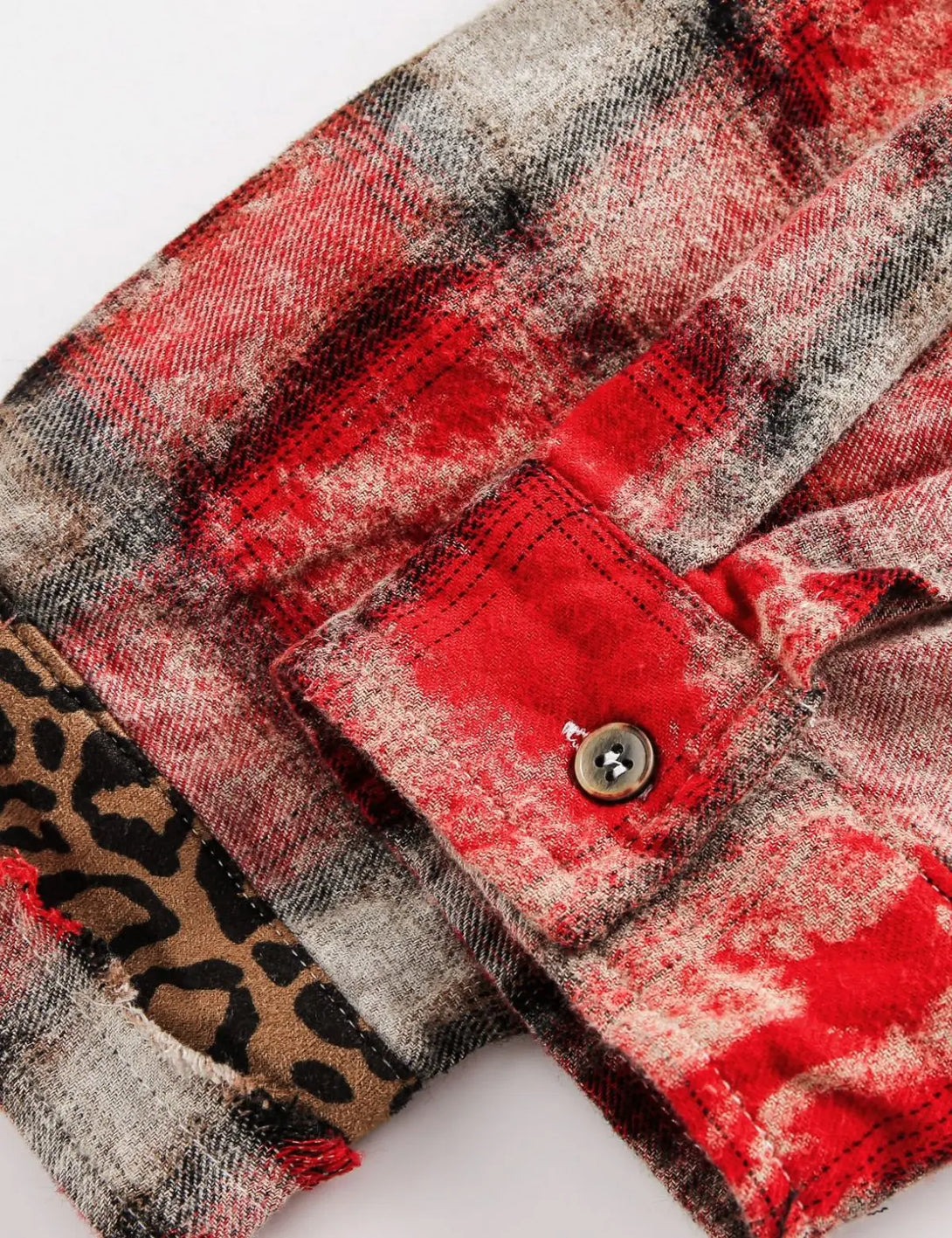 Fullneat Vintage Red Plaid Patchwork Shirt