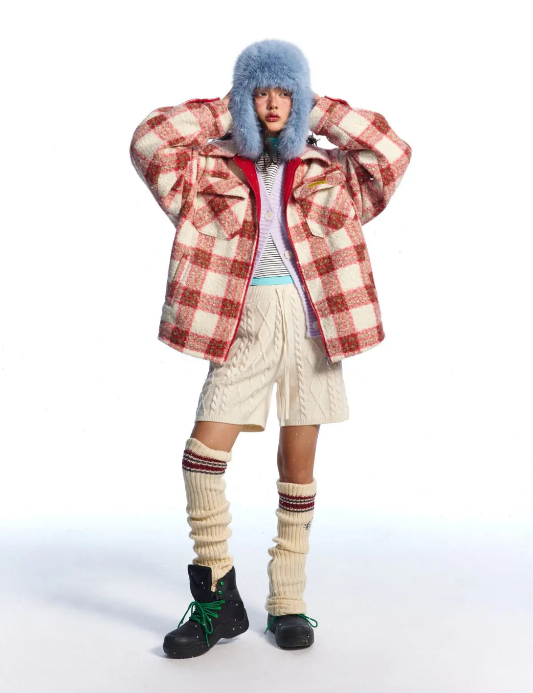 Fullneat Vintage Red Plaid Wool Reversible Jacket 