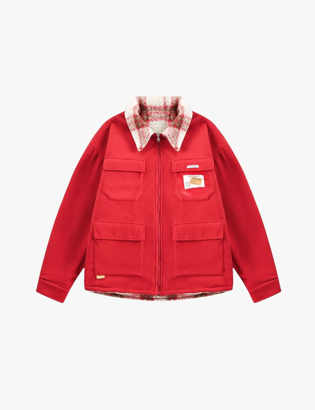 Fullneat Vintage Red Plaid Wool Reversible Jacket 
