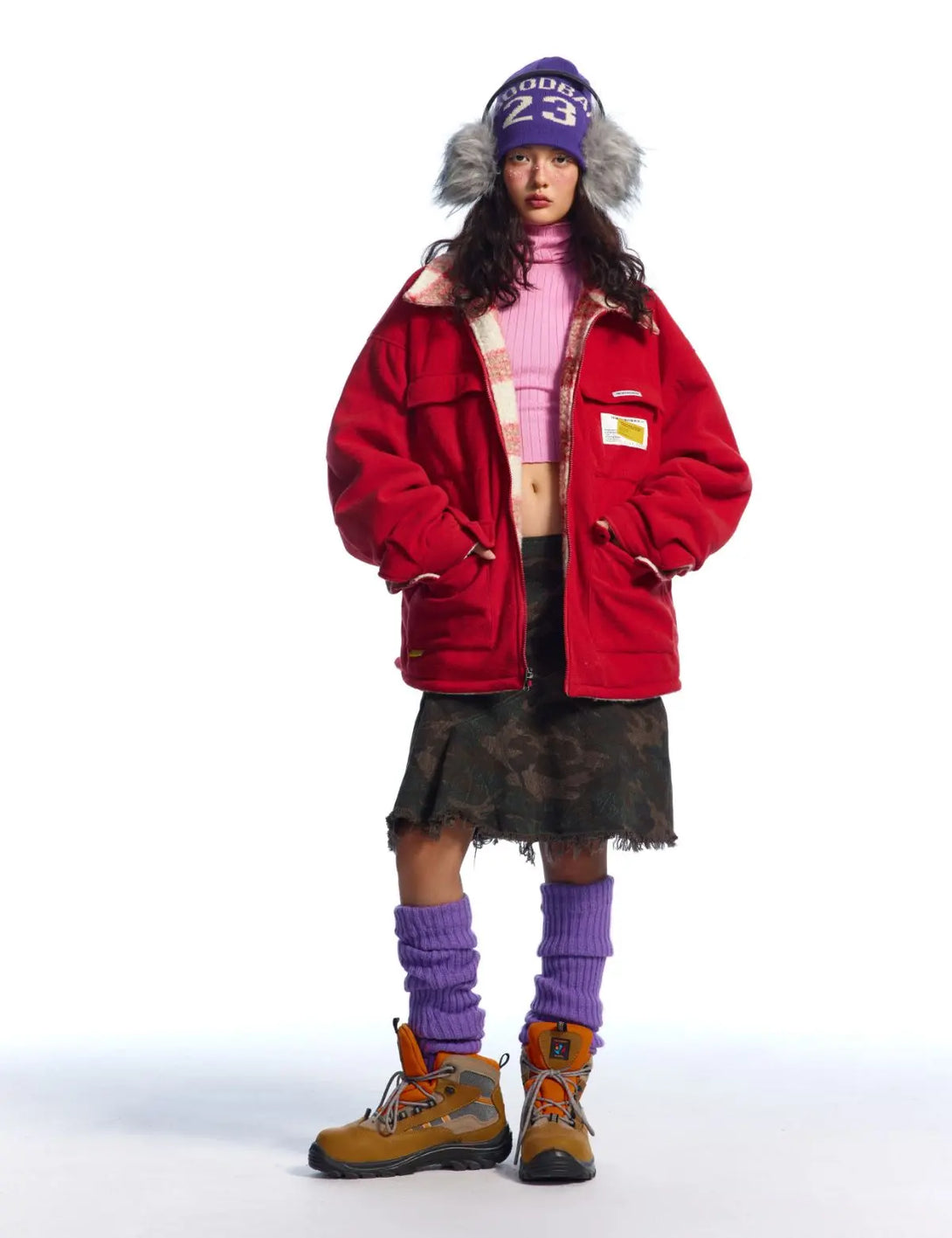 Fullneat Vintage Red Plaid Wool Reversible Jacket 
