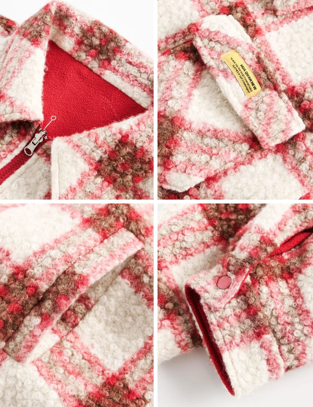 Fullneat Vintage Red Plaid Wool Reversible Jacket 