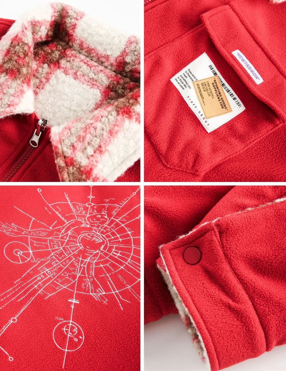 Fullneat Vintage Red Plaid Wool Reversible Jacket 