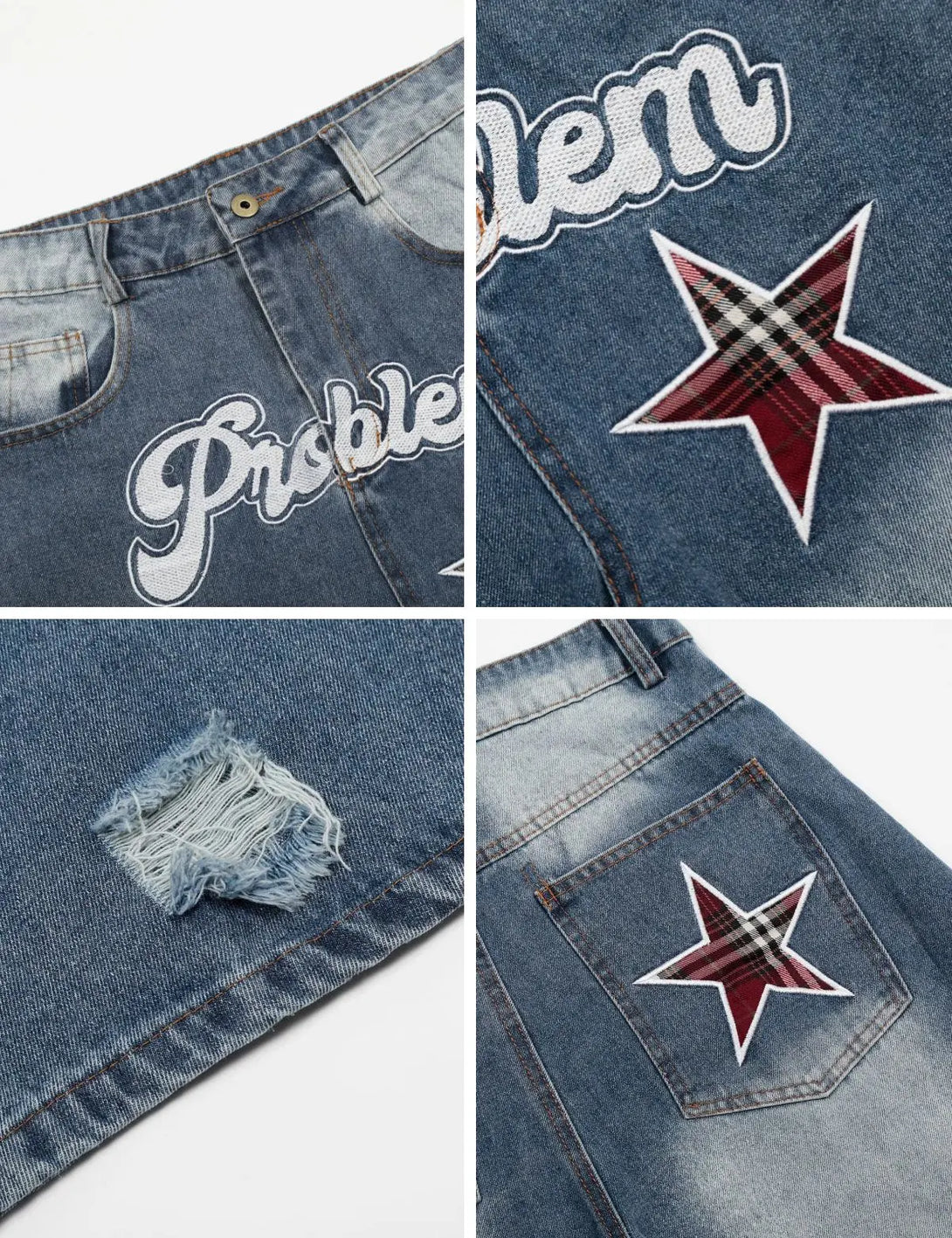 Fullneat Vintage Star Baggy Jeans - Details