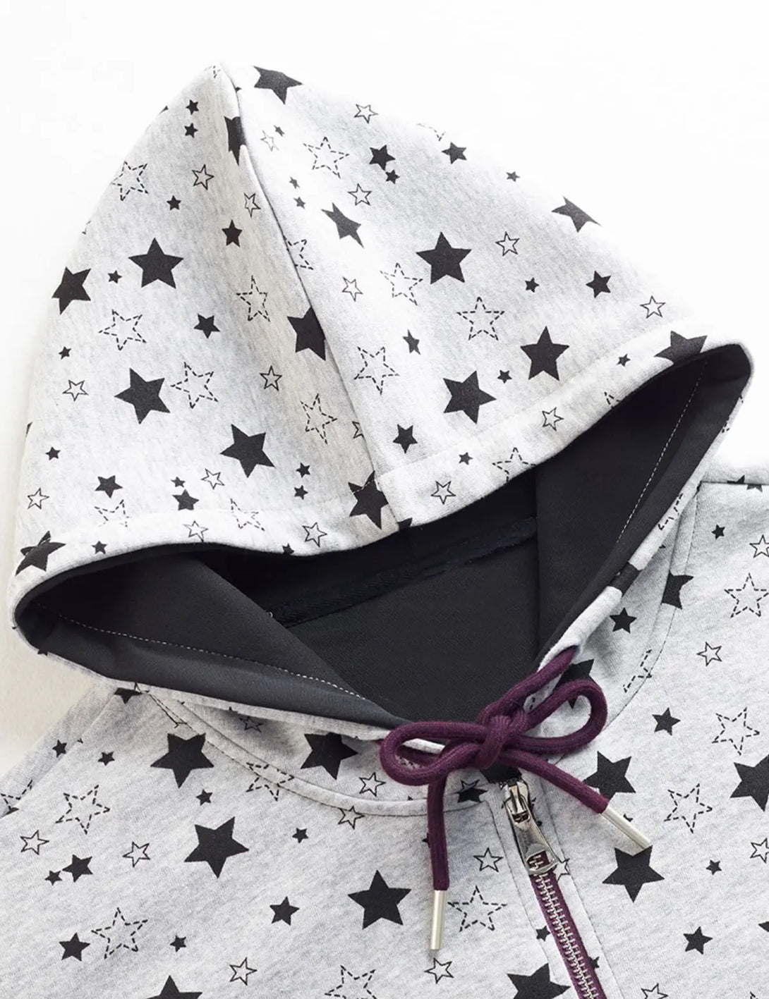 Fullneat Vintage Star Graphic Grey Hoodie - Details