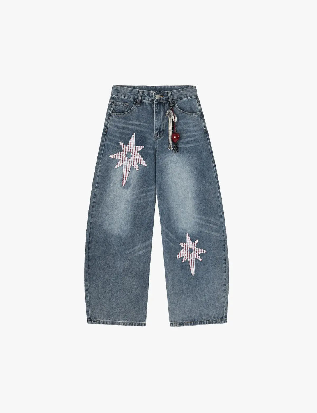 Fullneat Vintage Star Patch Wide Leg Baggy Jeans 