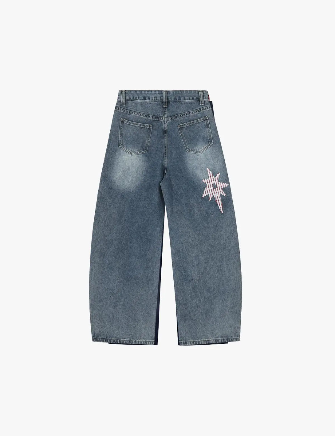 Fullneat Vintage Star Patch Wide Leg Baggy Jeans 