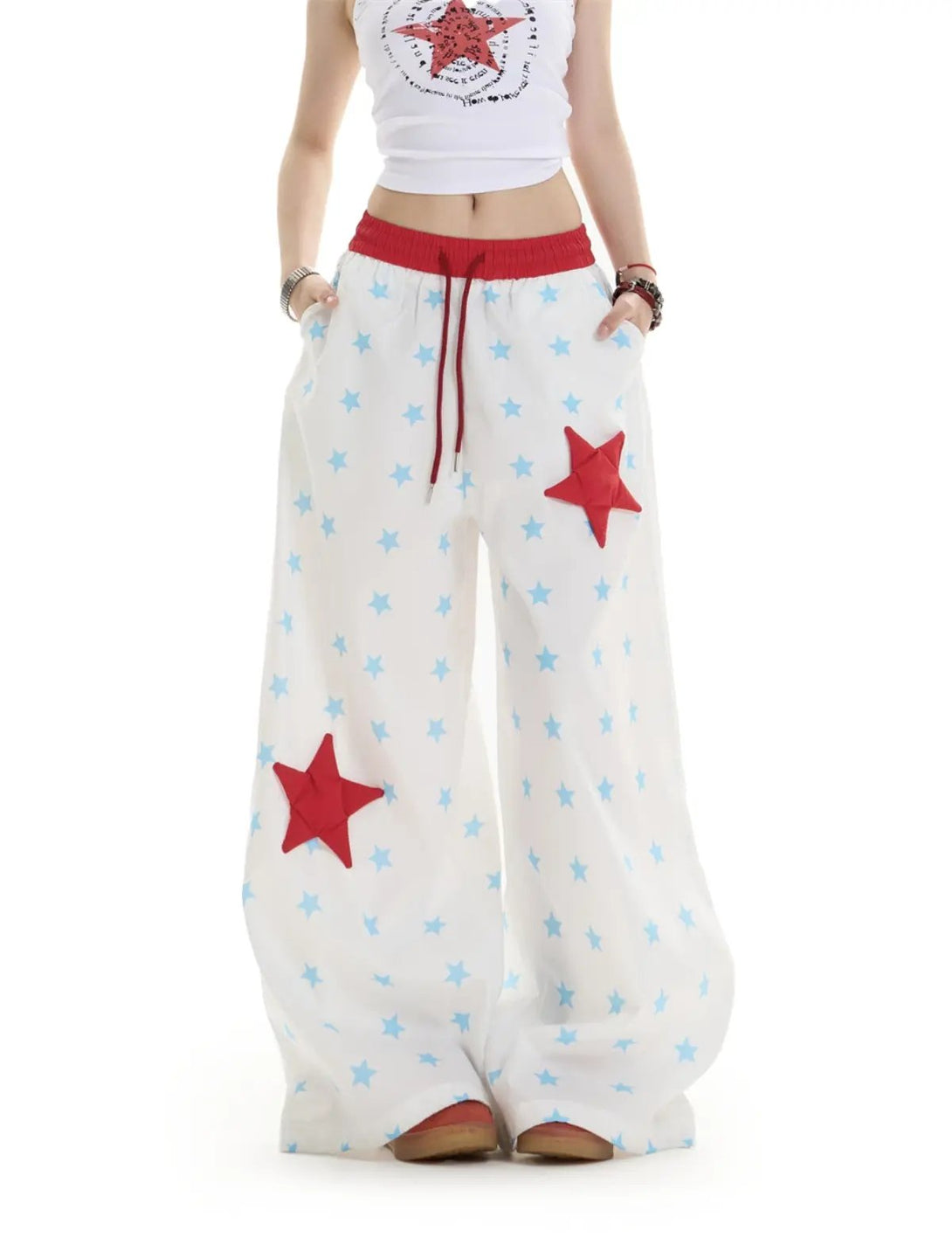 Fullneat Vintage Star Patch Wide Leg Pants 