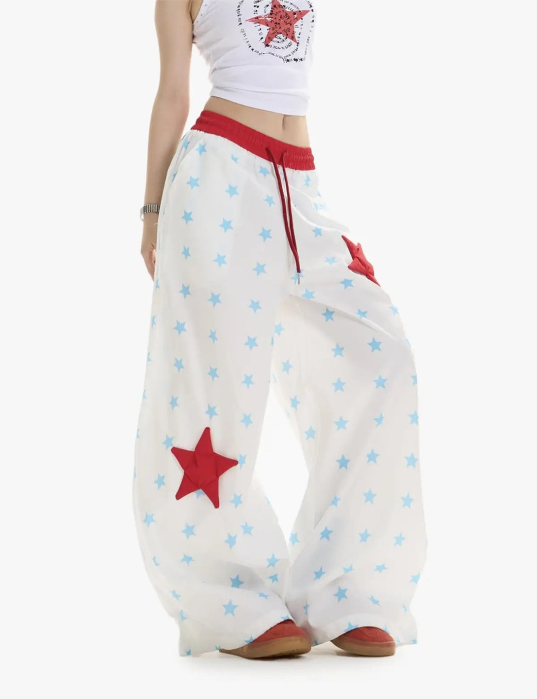 Fullneat Vintage Star Patch Wide Leg Pants 