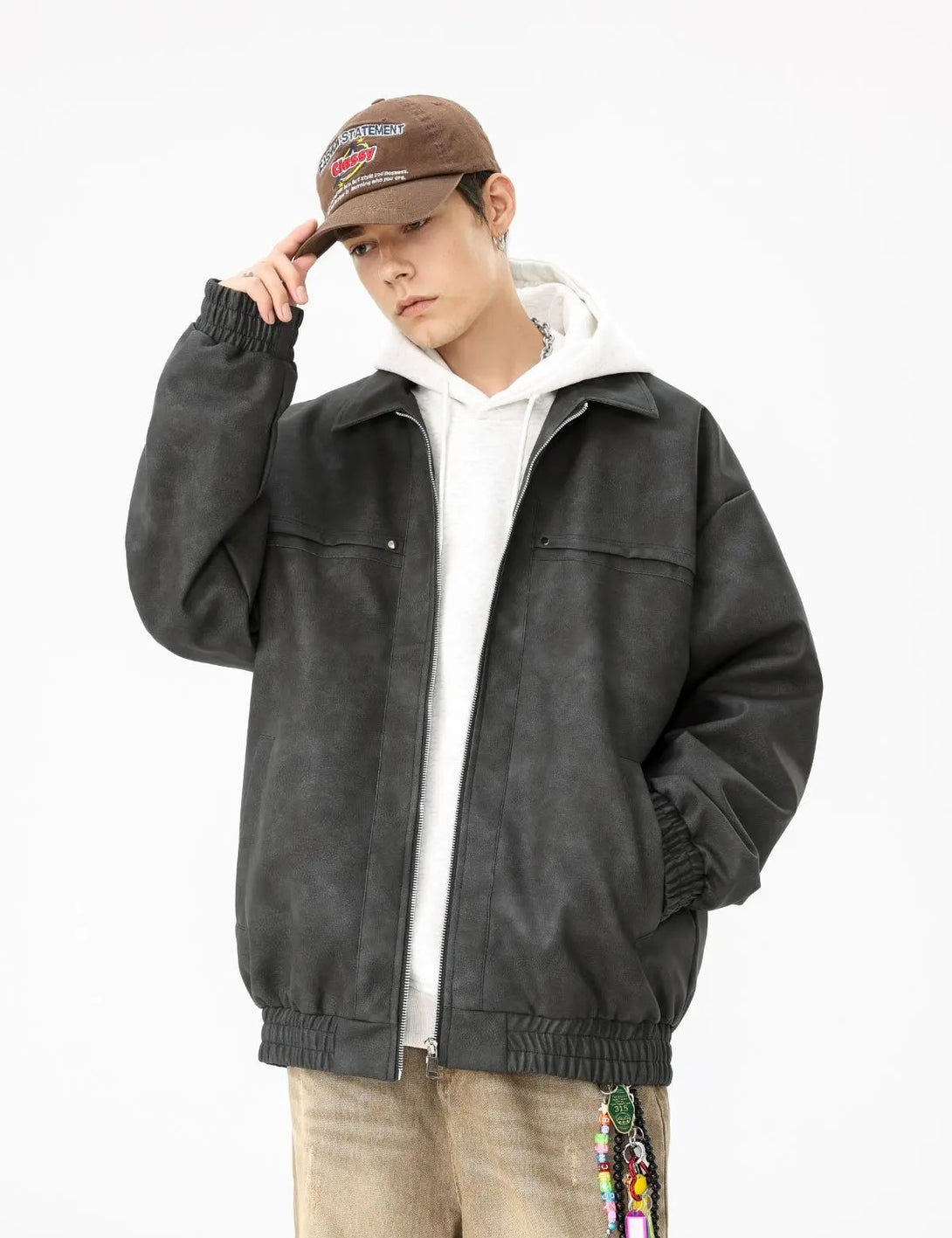 Fullneat Vintage Suede Bomber Jacket 