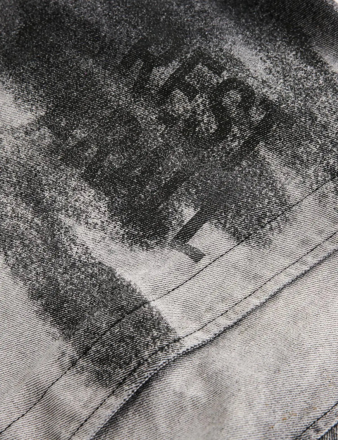 Fullneat Washed Black Print Denim Jacket