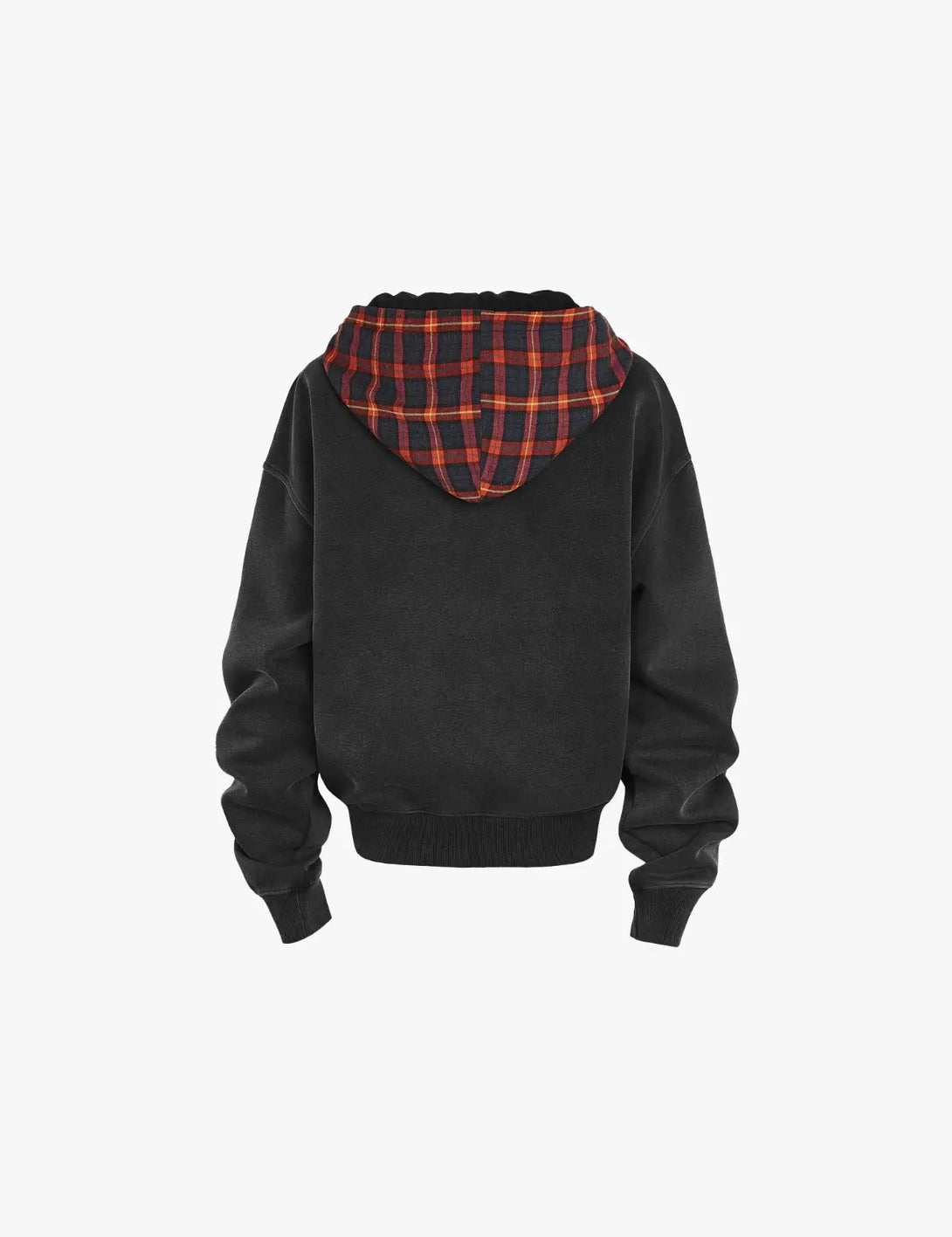 Fullneat Washed Plaid Lined Zip Up Hoodie 