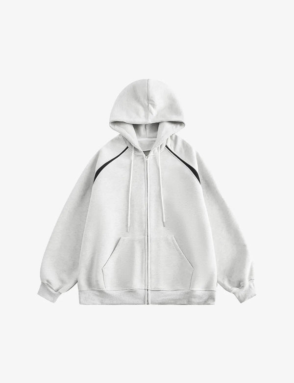 Fullneat Essentials Grey Zip Up Hoodie - Front