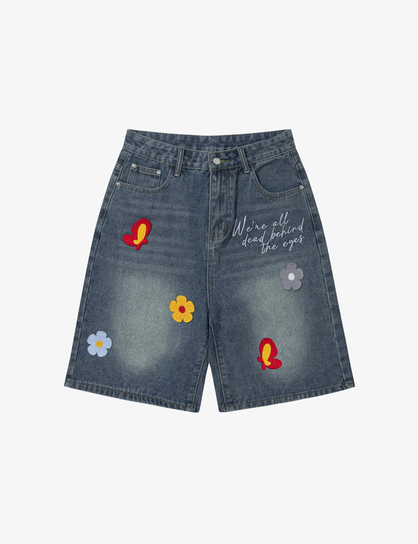 Fullneat Floral Blue Jorts - Front