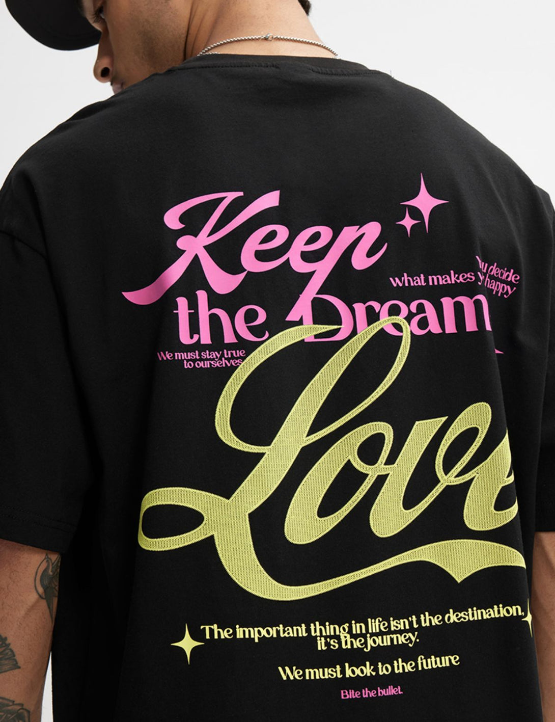 Fullneat Keep Dream Vintage Graphic Tees - Model Shown Details