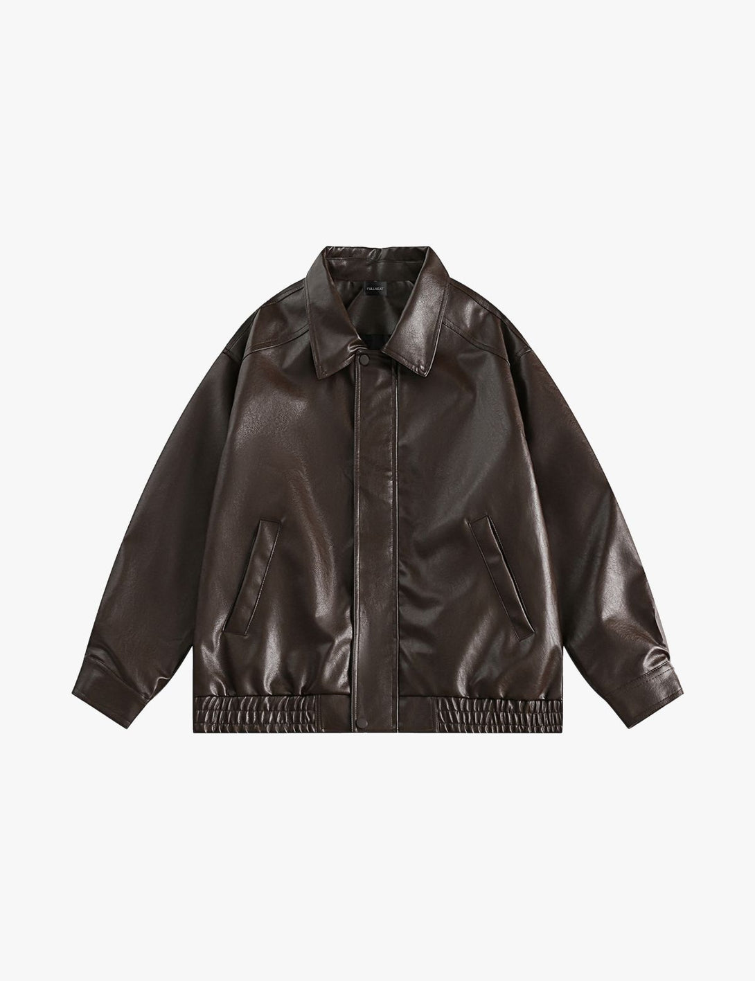 Fullneat Zip Up Ruched Leather Jacket Fullneat