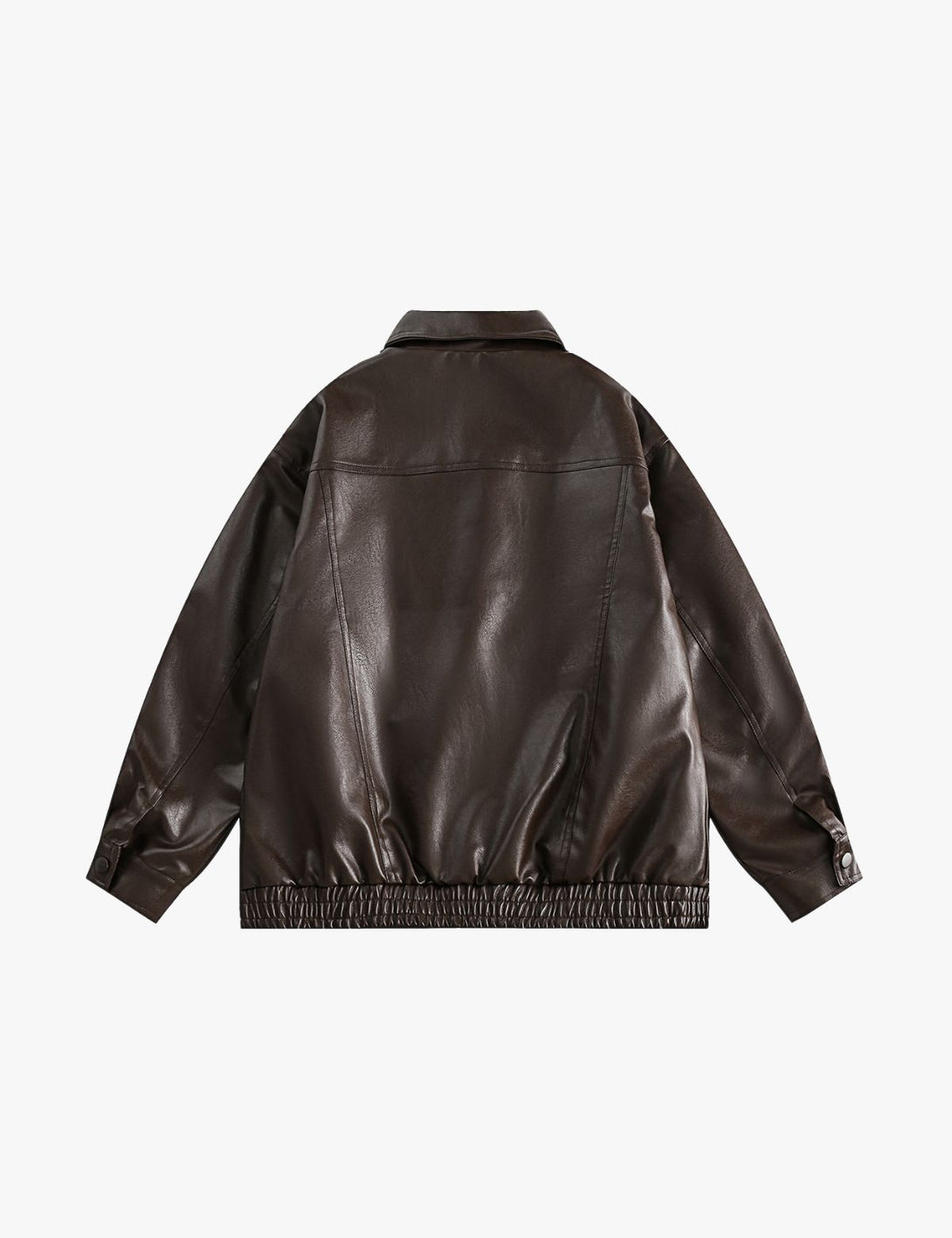 Fullneat Zip Up Ruched Leather Jacket Fullneat