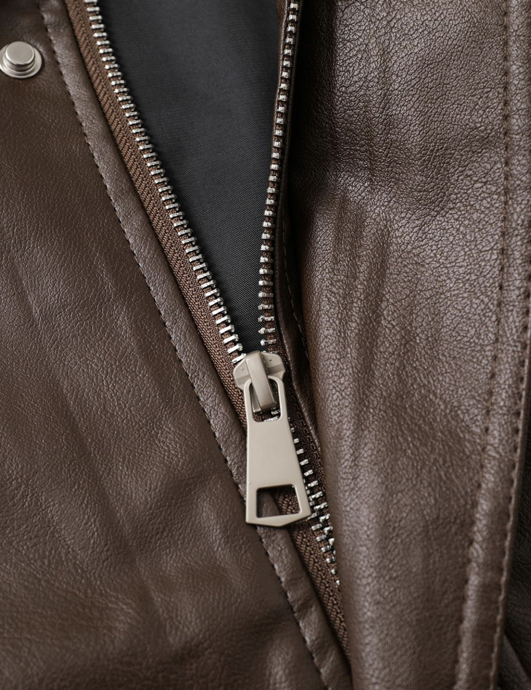 Fullneat Zip Up Ruched Leather Jacket Fullneat