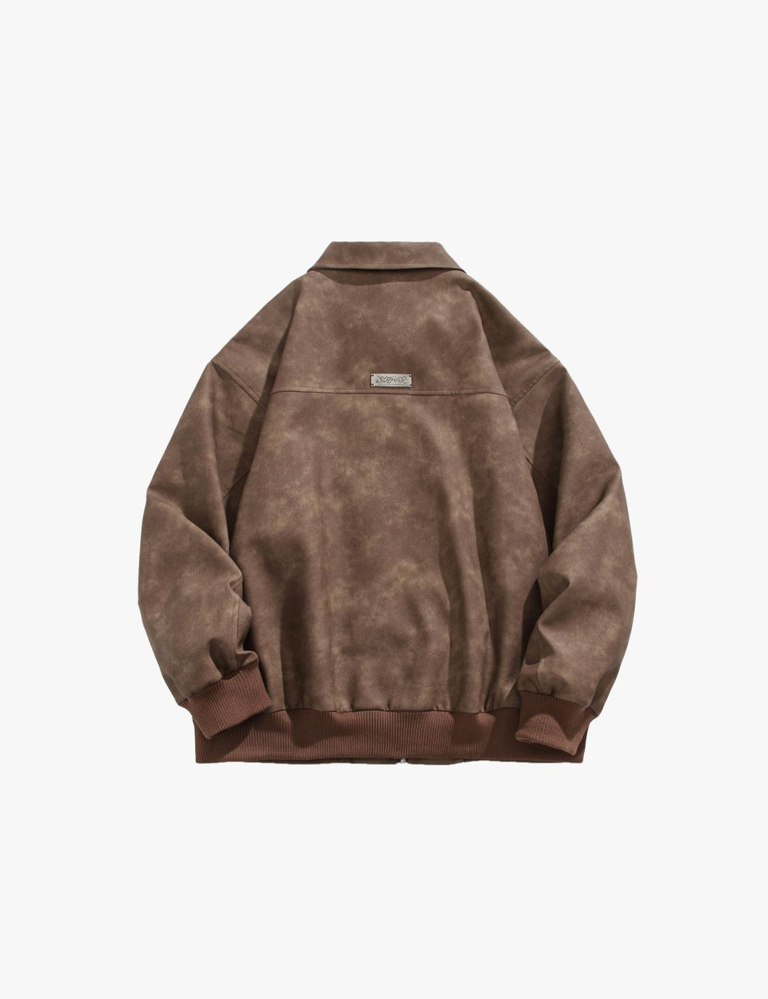 Fullneat Faux Leather Zip Up Bomber Jacket Fullneat