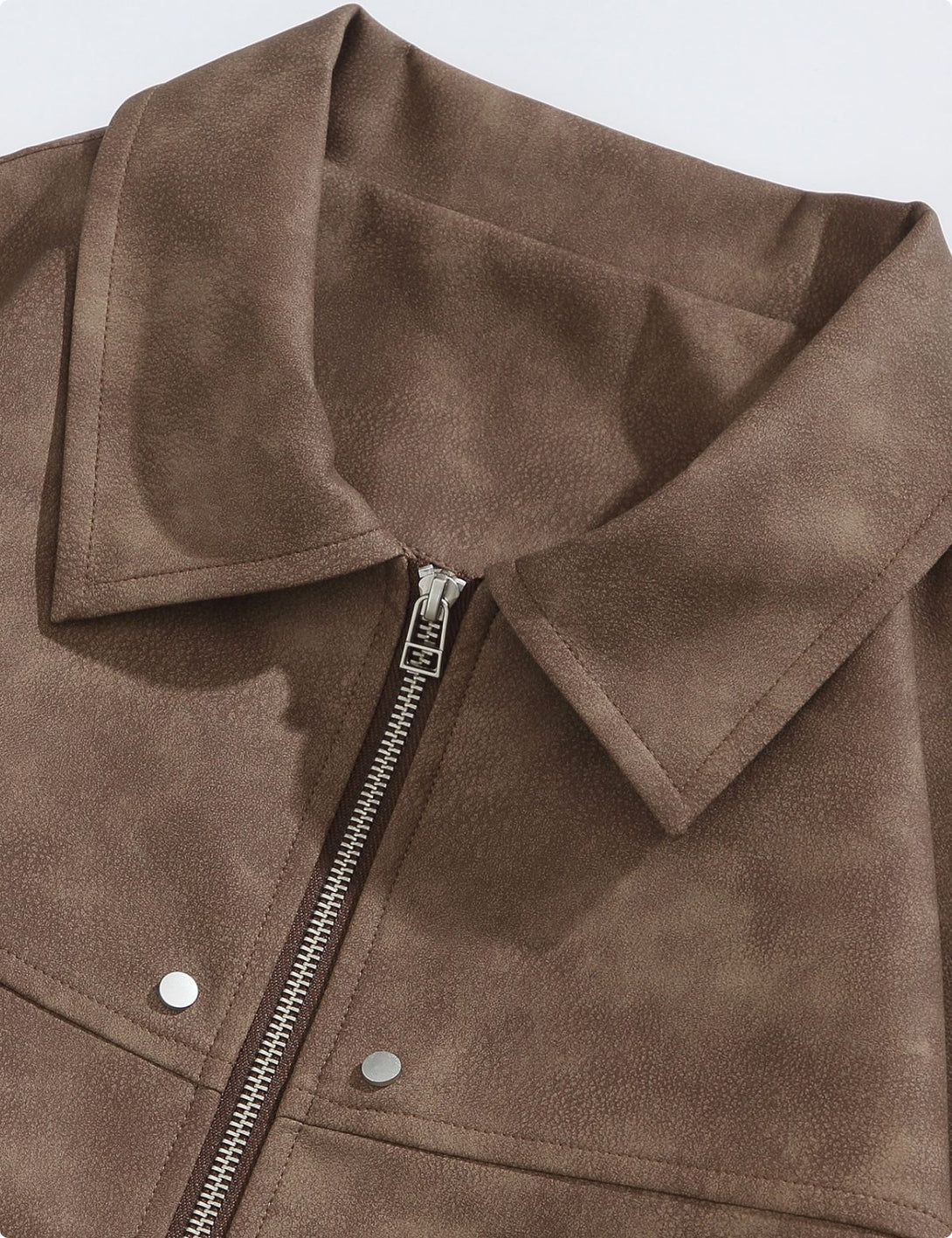 Fullneat Faux Leather Zip Up Bomber Jacket Fullneat
