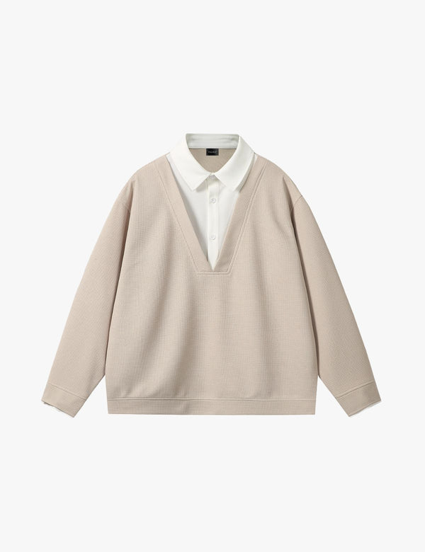 Fullneat V-Neck Long Sleeve Pullover - Front