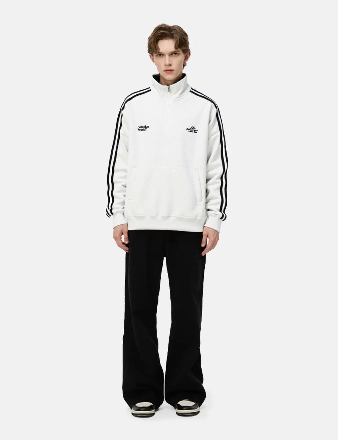 Fullneat Vintage Grey Polo Hoodie - Model Shown